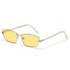 Hong Kong style square small frame bronze brown sunglasses Kuaishou street shot ruffian handsome ins narrow frame gold silk men's and women's sunglas