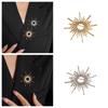 Vintage Long Hollow Sun Pin Banquet Metal Glossy Brooch Elegant Zircon Sun Brooch  Suit