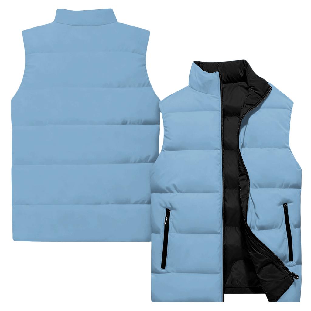 Men's Casual And Fashionable Sleeveless Vest, Solid-color Printed Cotton Jacket