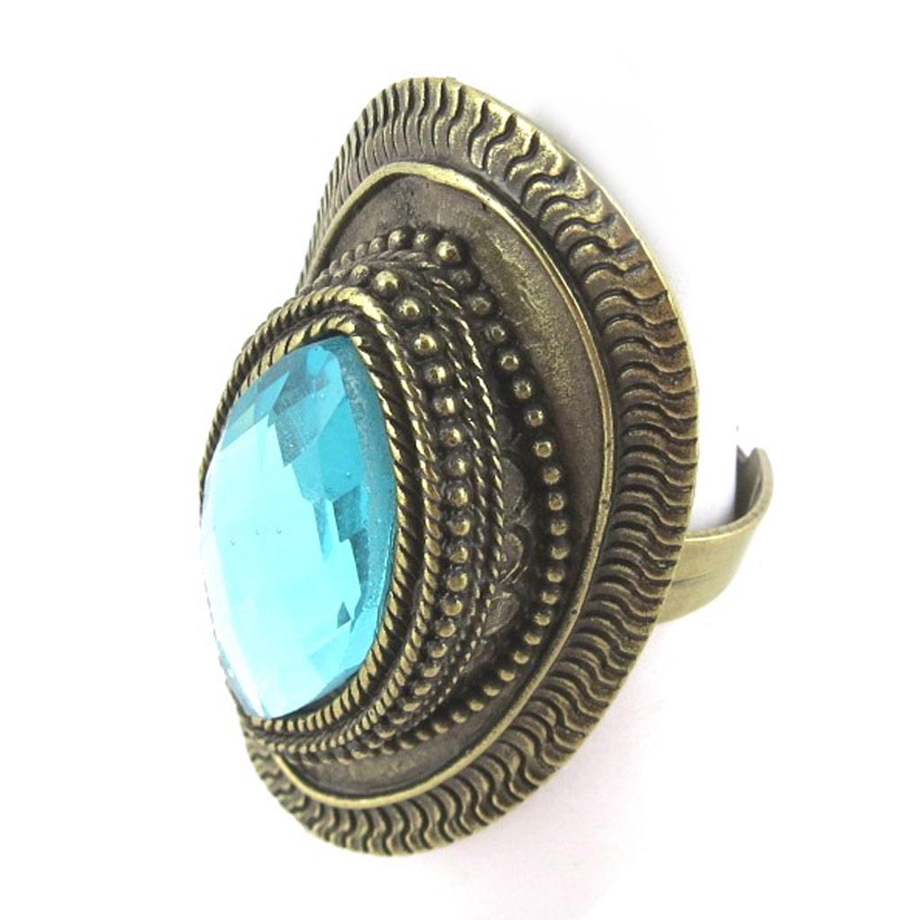 Les Trésors De Lily [N1039] - Дизайнерское кольцо "Cunegonde" бирюзово-золотое.