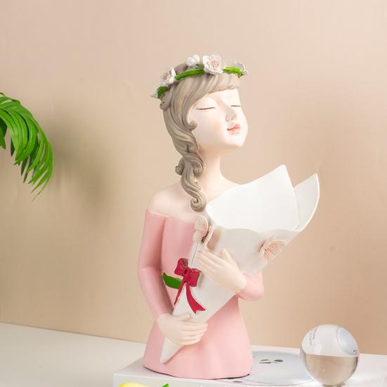Ваза из смолы, фигурка девушки, держатель для цветов, настольный вазон, современная шикарная декоративная статуэтка, украшения для стола