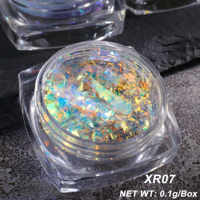 Aurora Ice Crystal Opal Powder Блеск для ногтей Радужный пылевой шарм Хлопья для ногтей Срез Блестящий Маникюр с пайетками из парчи
