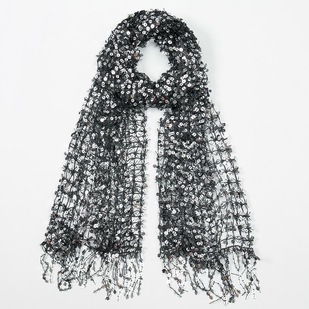 Винтажный золотой блестящий шарф с бахромой, вечерняя шаль, женский роскошный головной платок, декоративные накидки с пайетками, бахрома, для невесты, подружки невесты, свадебная накидка