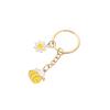 Lovely Cartoon Bee Key Holder Gold Color Zinc Alloy Bee with Daisy Keychains Present for Student Teacher