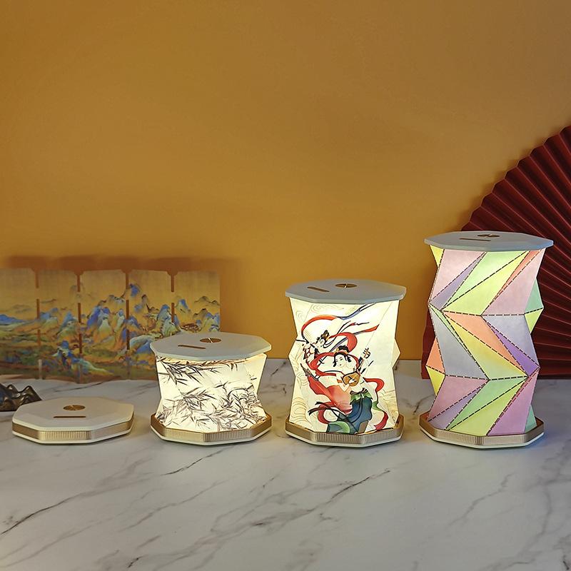 Folding Desk Light Mini Paper Lantern Portable Table Lamp Rechargeable Dimmable Night Light for Living Room Bedroom Decor Gift
