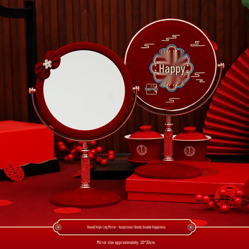 Полный свадебный набор невесты в европейском стиле: Пара зеркал и красные приданые вещи