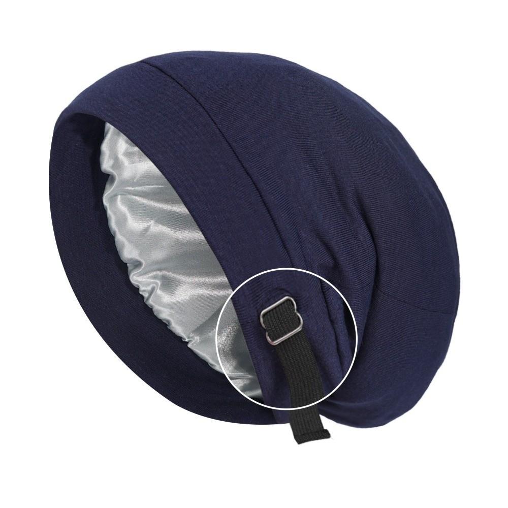 Double Layer Night Sleep Cap Satin Lining Head Wraps Casual Baggy Hat