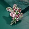 Vintage Luxury Big Rhinestone Brooch Needle Crystal Exaggerated Plant Series Badge Clothing Accessories