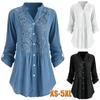 XS-5XL Plus Size Lace Blouse Autumn&Winter New Fashion Women`s Blouse Tops V-Neck Tunic Shirts Button Long Sleeve Shirts