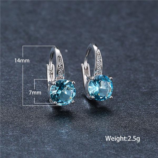 Сережки голубым кристаллом под сапфир 7 мм круглая огранка