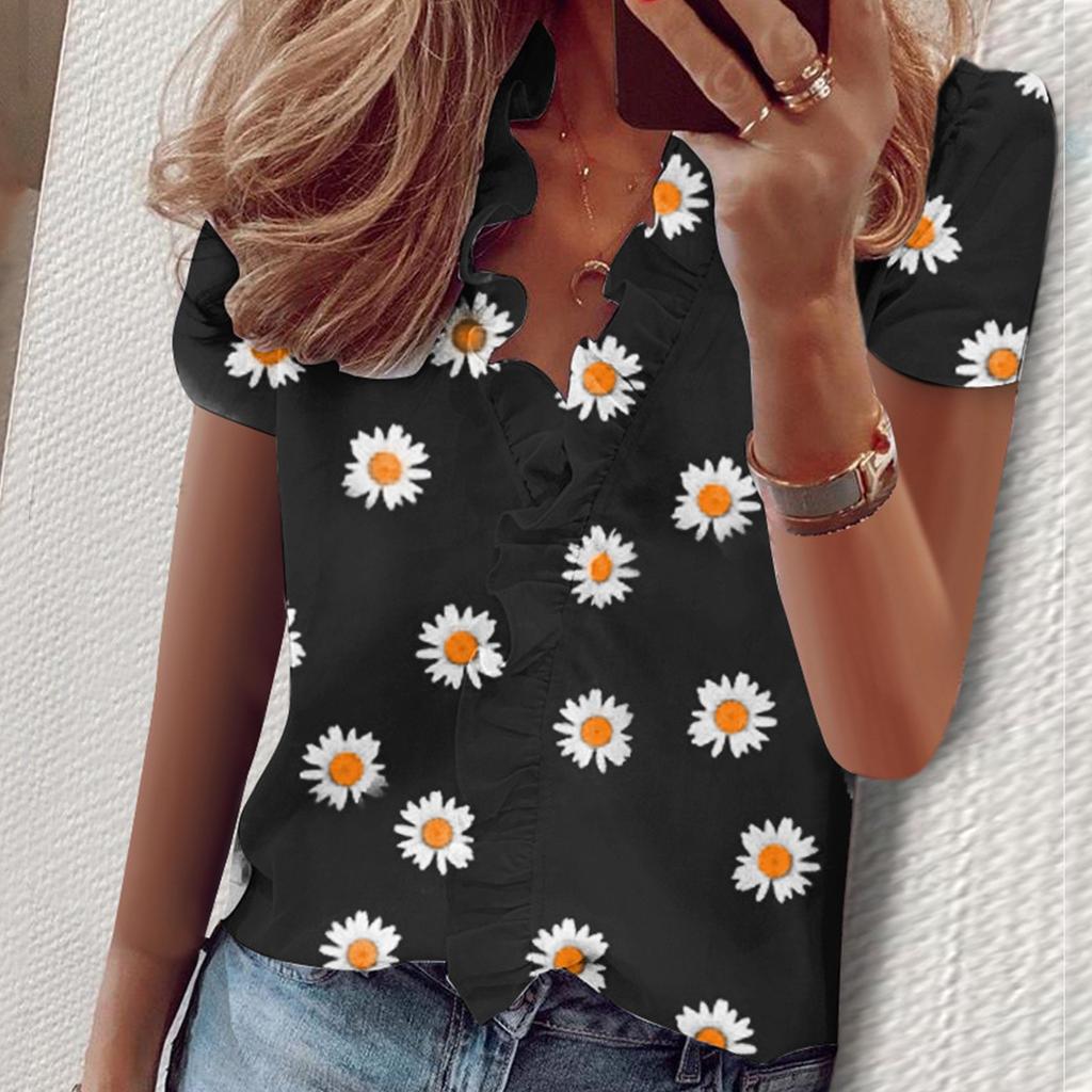 Модная женская блузка с v-образным вырезом и пуговицами, повседневная рубашка