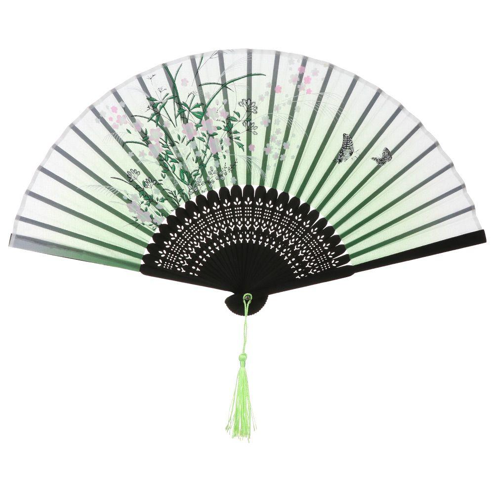 Бамбуковый антикварный складной веер Веер в китайском стиле Летний женский веер для танцев Портативный элегантный веер с цветами Ручной веер Украшение для дома