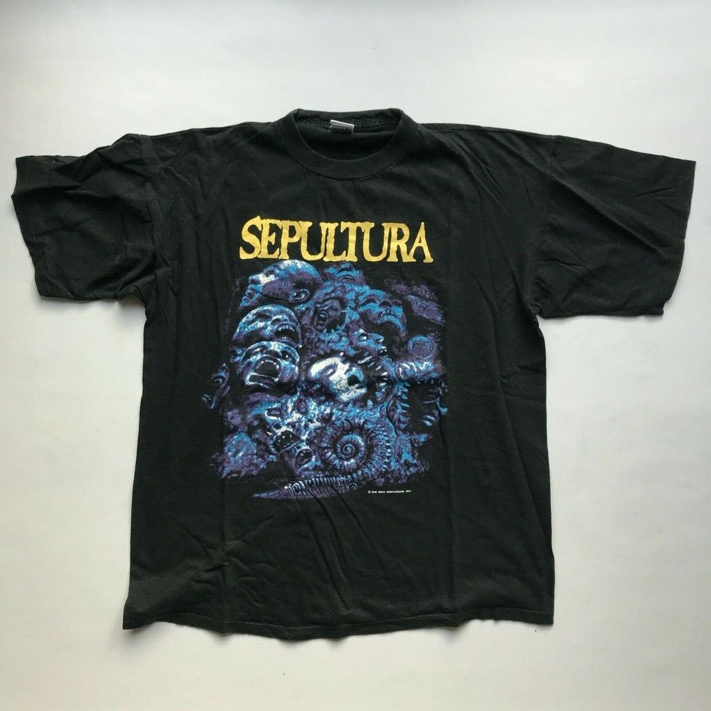 Винтажная футболка Sepultura Chaos AD AD Синий Виноград с лицензией
