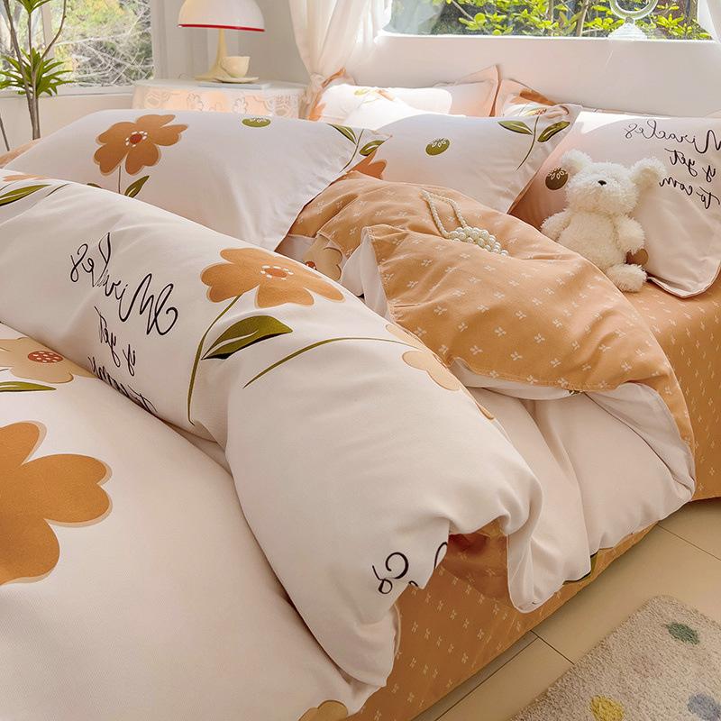 Thickened Skin-friendly Cotton Sheets Four-piece Quilt Cover Twill Sheets Cartoon Dormitory Three-piece Set