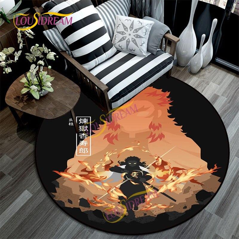 Коврик «Убийца демонов», 3D-печатный мультяшный напольный круглый коврик, коврик для стула для детской комнаты, украшение дома, моющийся ковер.