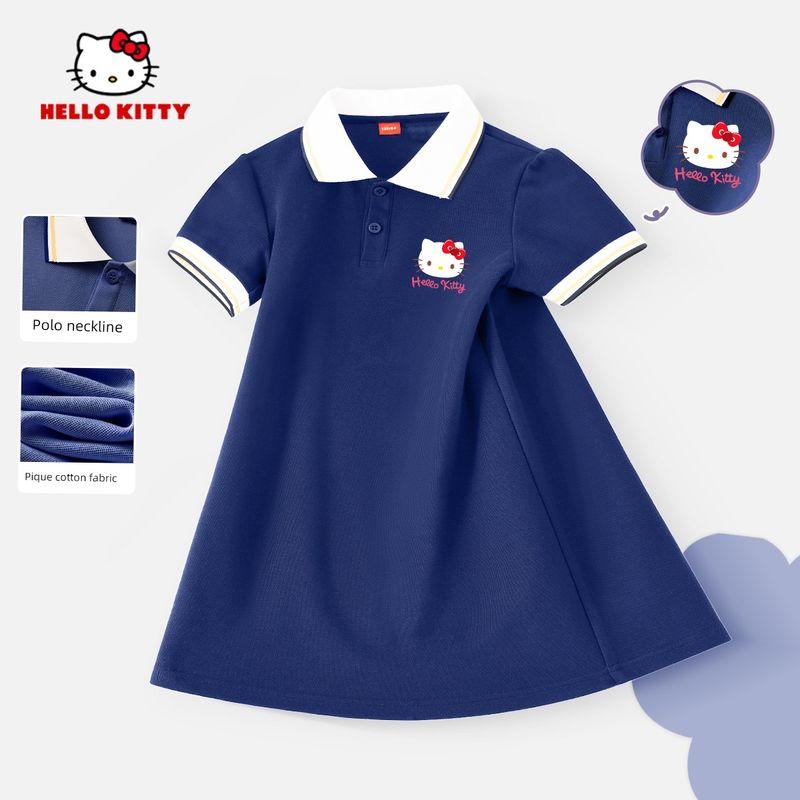 Девочковая юбка Hello Kitty Летнее платье для маленькой девочки Розовое платье принцессы Детская одежда Летнее платье Детское платье-поло