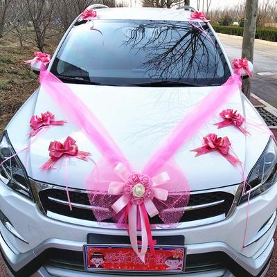 Свадебное украшение для автомобиля, набор цветов, чехлы для дверных ручек, ленты, шелковая цветочная гирлянда с тюлем, роза, аксессуар для свадебного декора