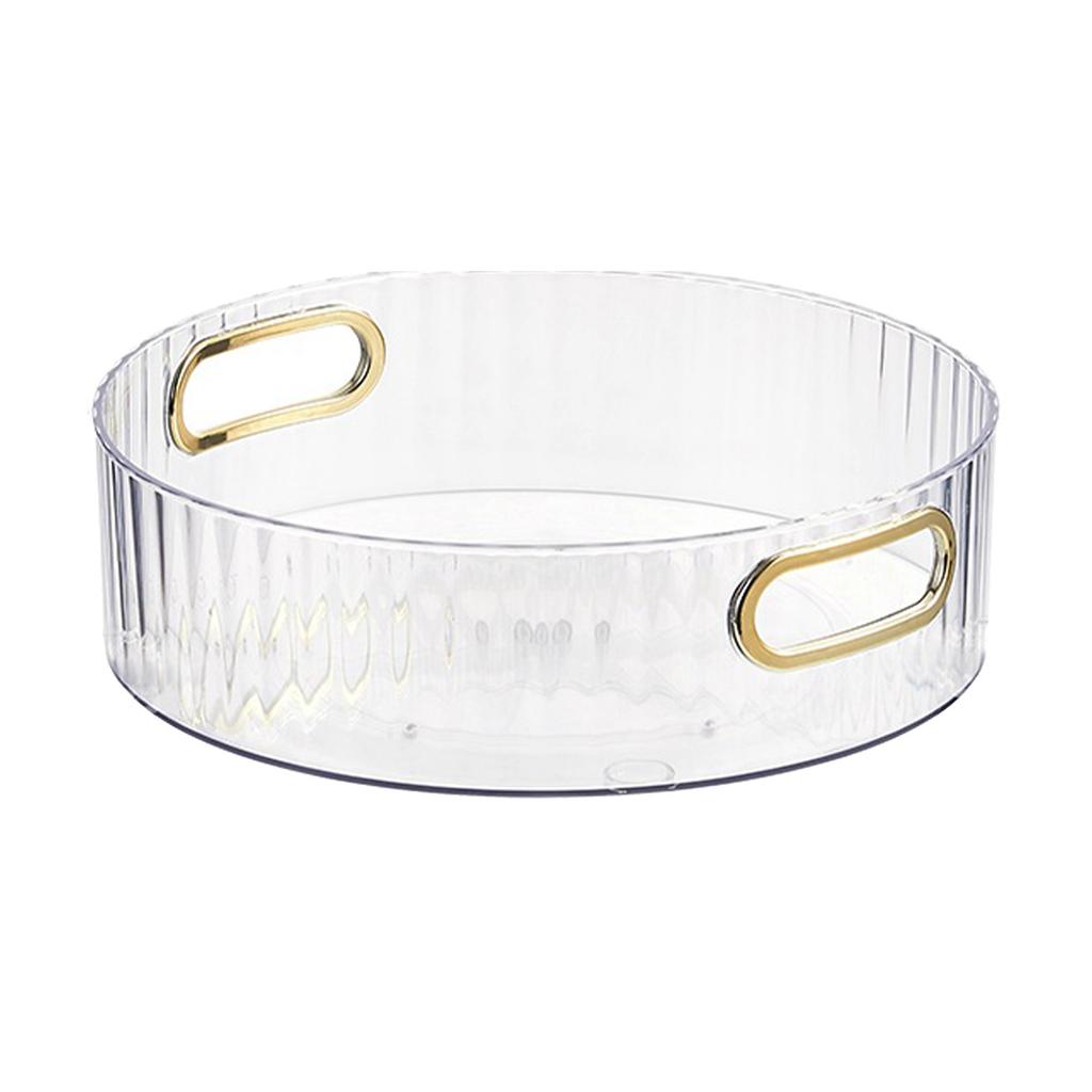 Transparent 360° Rotating Storage Tray Round Fruit Plate Desktop Small Items Jewelry Display Plate Turntable Organizer
