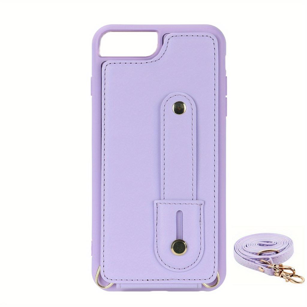 Сумка для телефона через плечо, чехол для телефона из искусственной кожи для IPhone с держателем, длинный ремешок на запястье, кошелек, слот для кредитных карт, противоударный защитный чехол