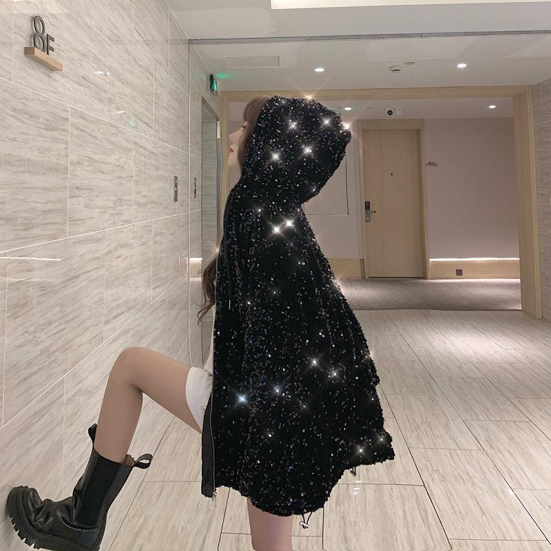 Женская свободная короткая глянцевая куртка с капюшоном и молнией «Звездное небо», обычная женская куртка на весну и осень