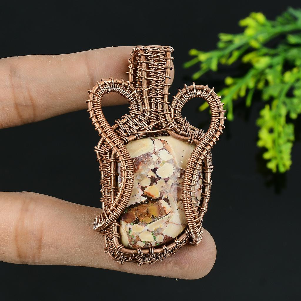 Подарочный кулон ручной работы из медной проволоки из натурального камня дикой лошади 2 O9C09