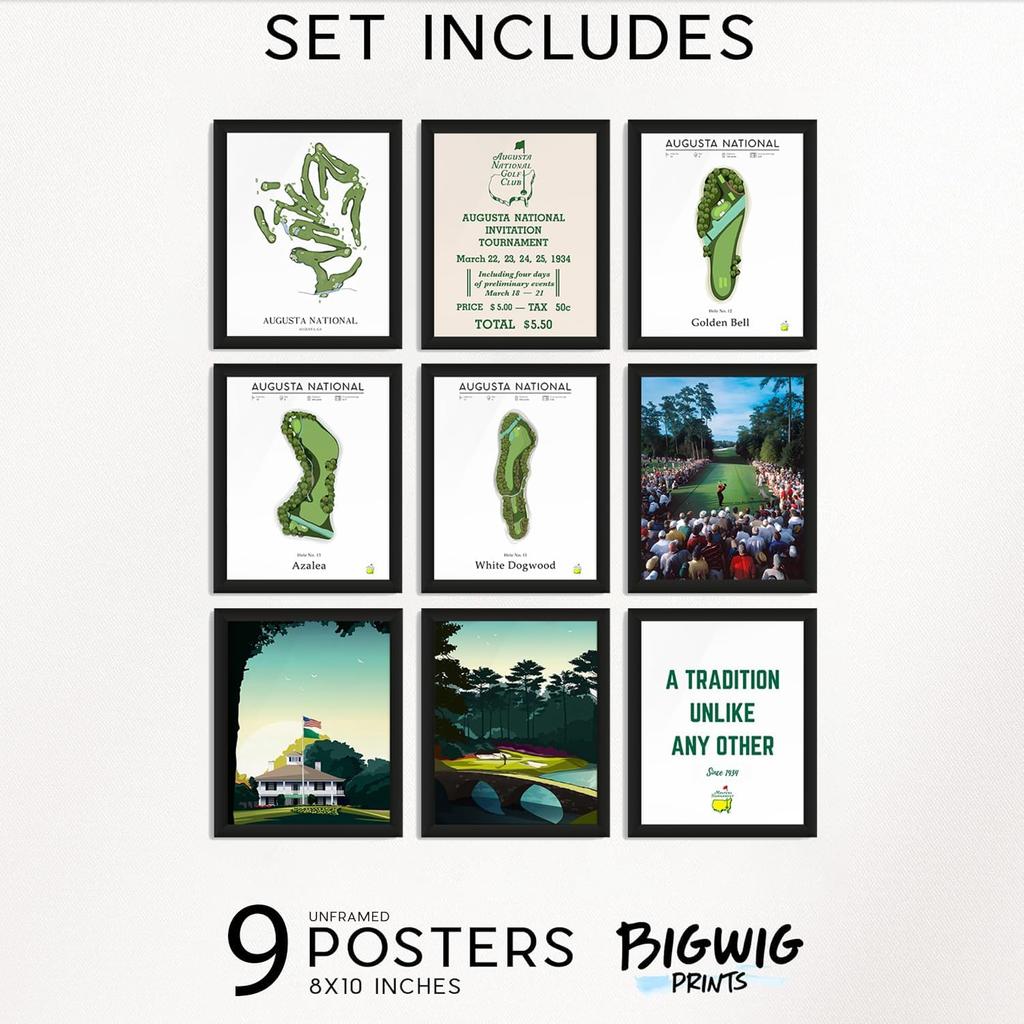 BigWig Prints Augusta National Настенное искусство - Настенное искусство для гольфа, Украшения для вечеринки Masters Golf, Сувениры Augusta National, Украшения Masters, Аминь