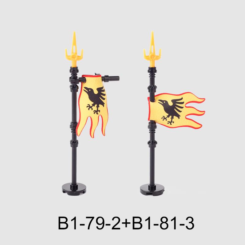 Средневековые военные флаги, серия «Военный замок», рыцарь, солдат, воин, аксессуары, строительные блоки, Древний Священный Рим, кирпичики, игрушки, подарки.