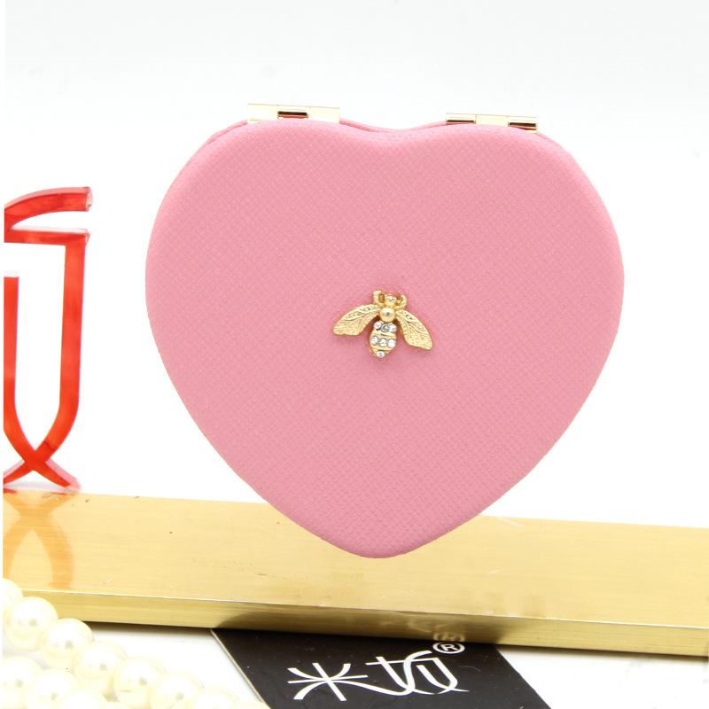Portable Heart-shaped Makeup Mirror Double Sided Folding Mini Makeup Mirror Cute Bee Pocket Cosmetic Mirror Gift for Women