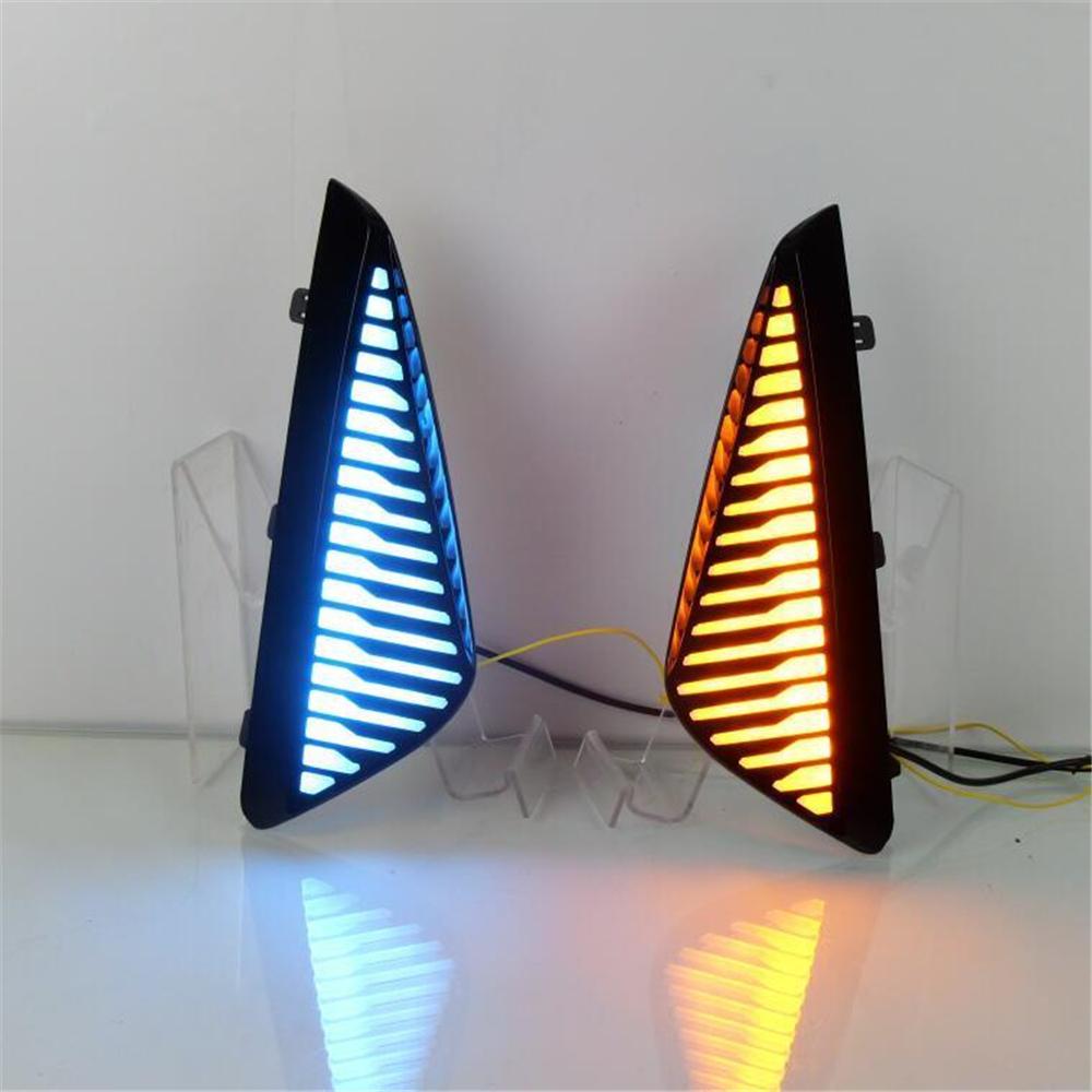 Pair For Nissan Sentra 23-24 LED Daytime Running Light Fog Lamp With Turn Signal