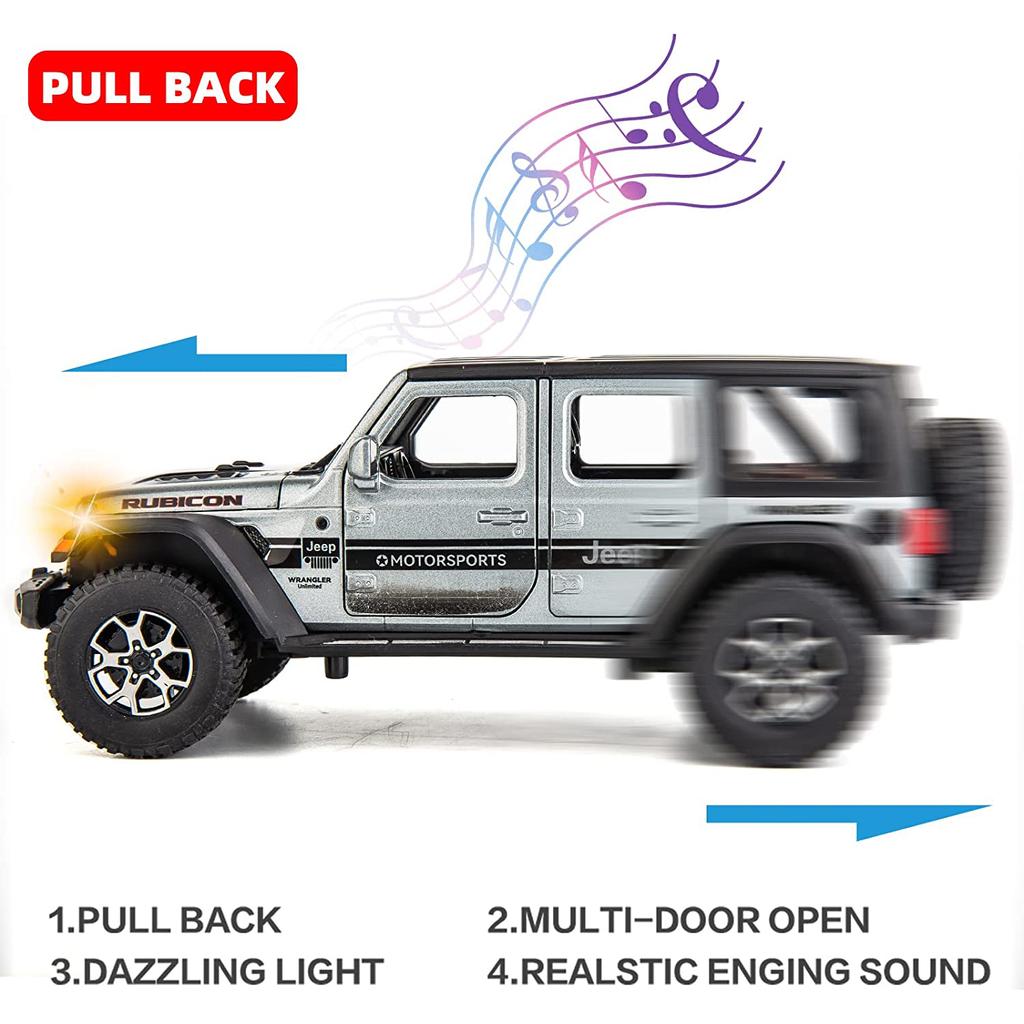 1/22 Масштаб Wrangler, литая под давлением внедорожная модель автомобиля, игрушечная модель автомобиля, 7 открытых дверей, выдвижной игрушечный автомобиль со звуком и светом для детей, коллекция подарков для мальчиков и девочек