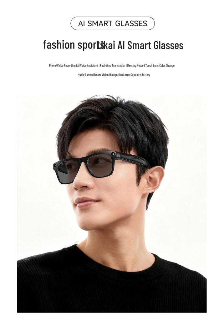 AI Smart Glasses: Voice-Controlled, Color Changing, Translation, Photo & Video Capable