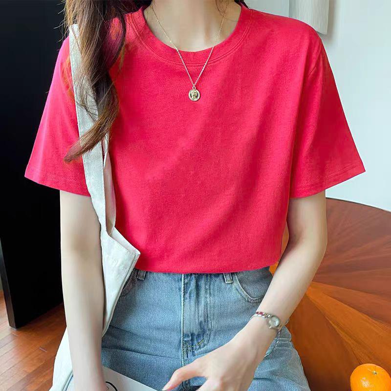 VEZFAA Женские модные повседневные летние весенние блузки и рубашки с круглым вырезом с короткими рукавами