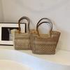 Summer Beach Vacation Grass Woven Bag for Women's New Commuter Shoulder Bag Hollow Woven Tote Bag