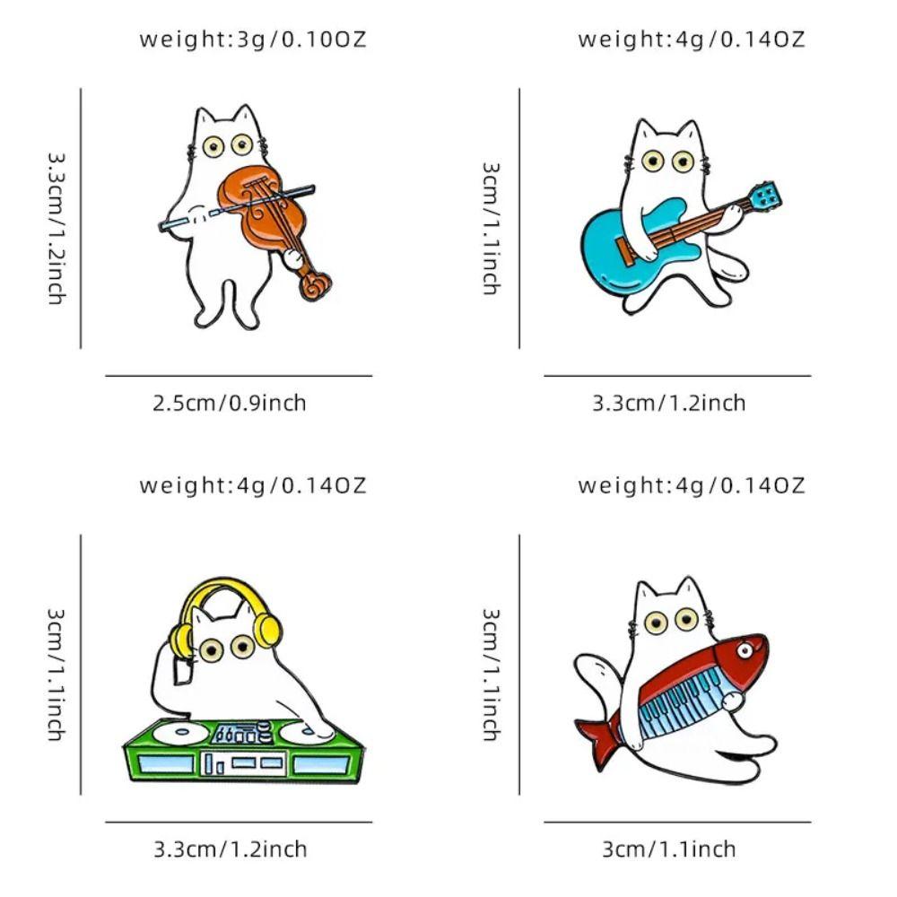 Guitar Women Suit Lapel Pins Violin Music Cat Badges Temperament Animal Theme Metal Pin  Girls