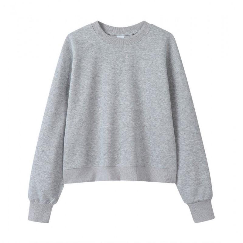 Korean Style Womens Short Hooded Zip-Up Cotton Blend Sweatshirt Loose Fit Winter Casual Top