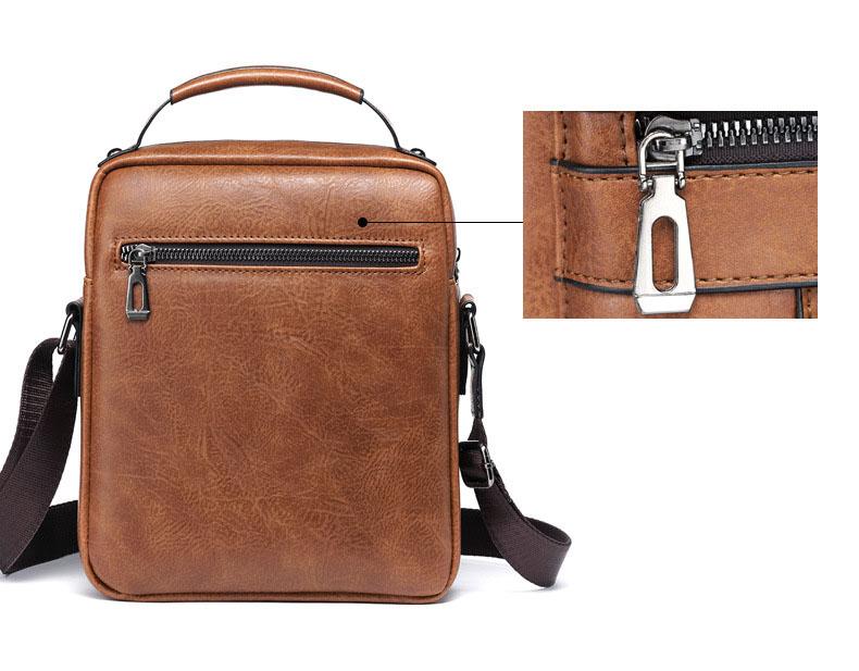 Мужская винтажная сумка-слинг, большая вместительная деловая сумка из искусственной кожи, модная повседневная сумка на одно плечо с ручкой