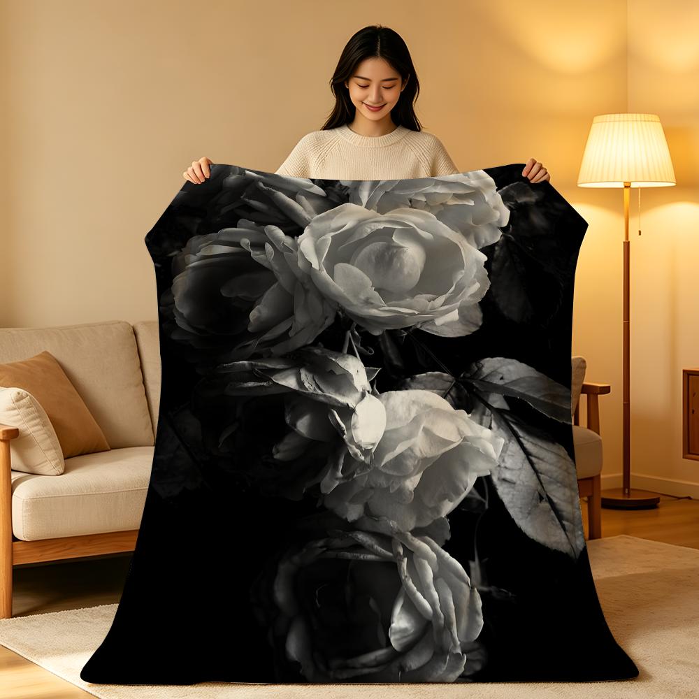 Плед B-Black a-и W-White с цветочным узором, высокая плотность, короткий плюш, мягкий, приятный для кожи, для дивана, для сна, в комнате с кондиционером