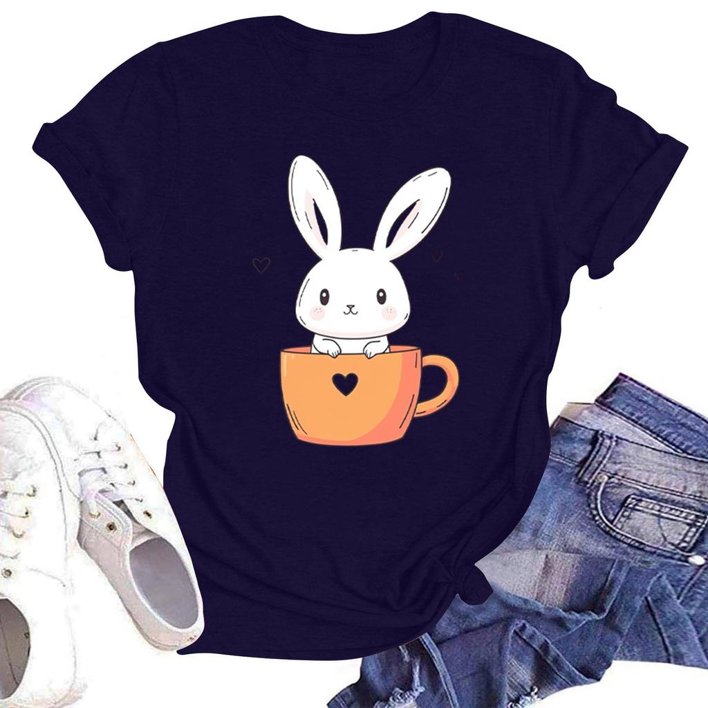 Женская повседневная футболка с круглым вырезом и короткими рукавами с принтом