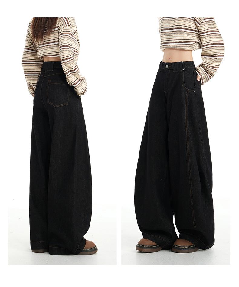 Vintage Scimitar Wide-Leg Jeans - New Autumn Cow Loose Fit Spicy Girl Design