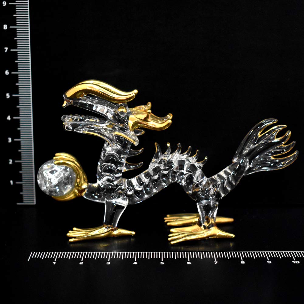 Fourcart Ручная работа Стекло Фэн-шуй Очищение Дракон с Набором Шаров x, 4-дюймовый 3-компонентный