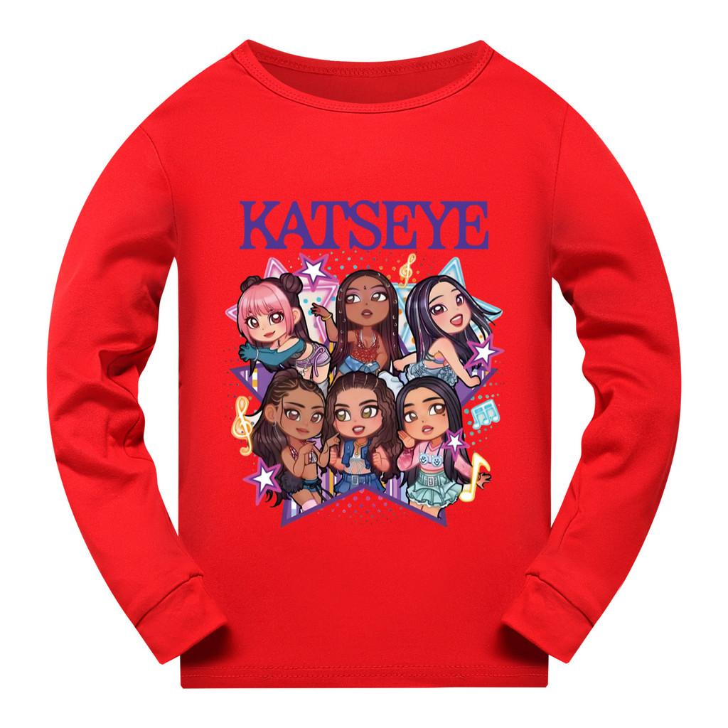 5301 Детская футболка с длинными рукавами для девочек с принтом KATSEYE для дома