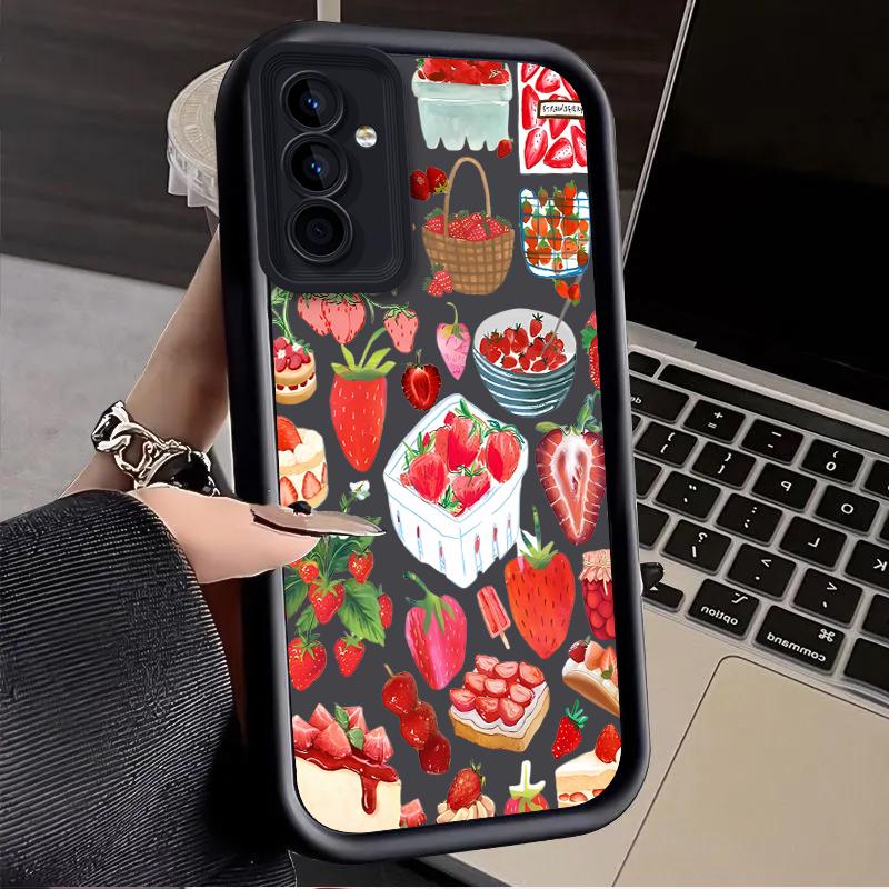 Чехол со сладким клубничным принтом для Samsung Galaxy S25 Ultra Plus S24 S23 S22 S21 S20 FE A73 A72 A71 A56 A55 A54 5G A52 A51 4G