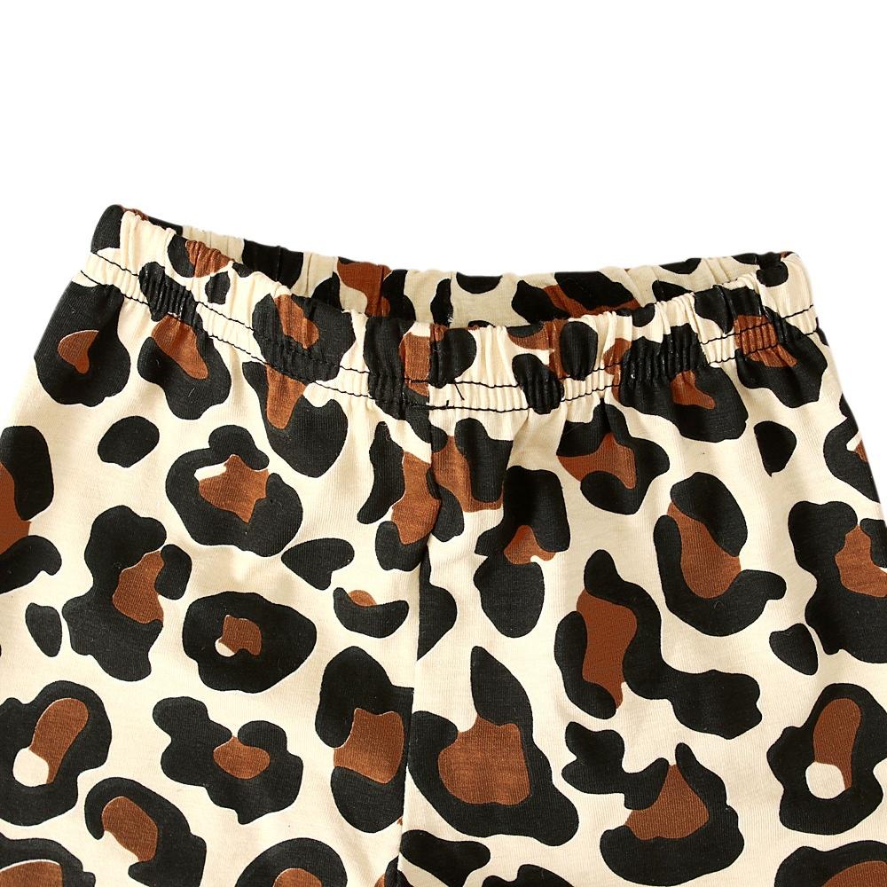 Футболка и брюки с леопардовым принтом унисекс для маленьких детей, комплект из 2 предметов, одежда