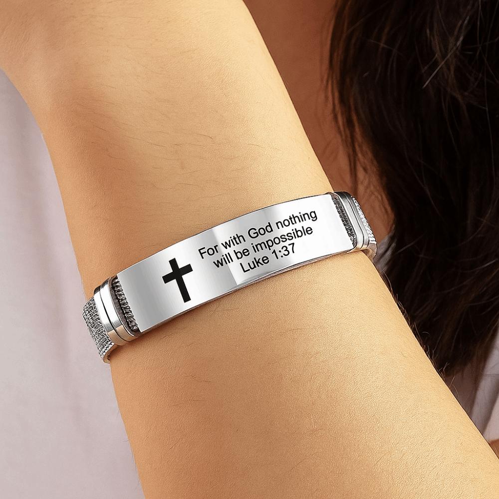 Stainless Steel/PVC Family Friendship Bracelet Adjustable Bible Verse Bracelet Faith Gifts