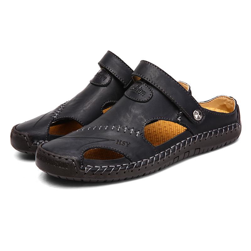 Men's Large Size Leather Beach Sandals
