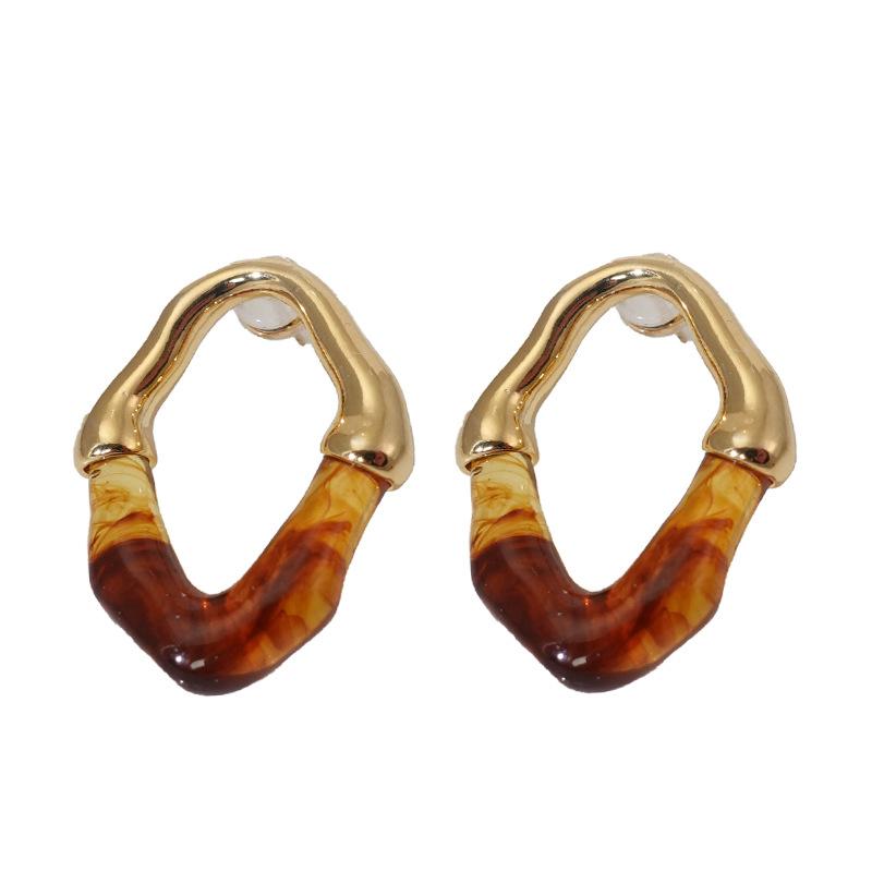 Maillard Stud Retro Brown French Light Luxury High Sense Контрастный Цвет Дизайн Геометрический Женский