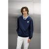 Goxo Navy Double Line Woven Sweatshirt Swagball