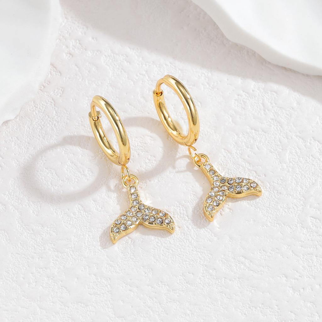 Atoztide Trendy Shiny Zircon Ocean Series Pendant Earring Women Stainless Steel Gold Color Multiple Styles Earring Jewelry Gift