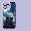Чехол для телефона Samsung Galaxy S24 S23 S22 S25 Ultra Plus с рисунком «Звездное небо и черный кот», прозрачный чехол-бампер S25+ S22+ S23+ S24+