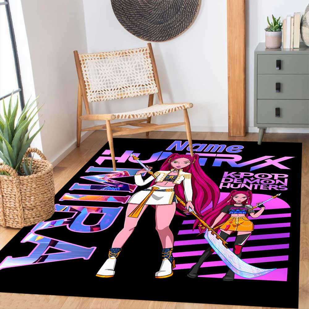 K Pop Demon Hunters Customize your name rug, office chair cushion, home bedroom living room gift.
